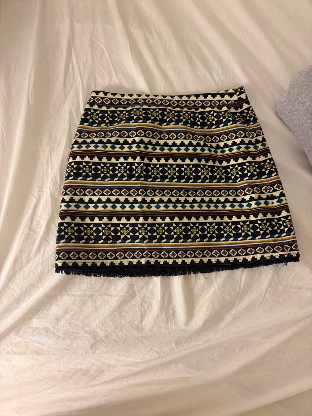 Vintage pattern Mini Skirt - Black, Cream & Teal